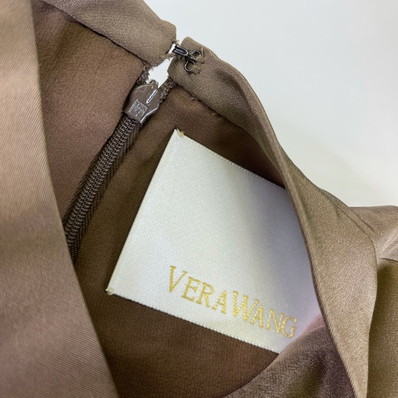 VERA WANG Brown Mesh Sleeve Dress Choker Size 10 - Picture 3 of 11